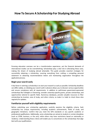 How To Secure A Scholarship For Studying Abroad