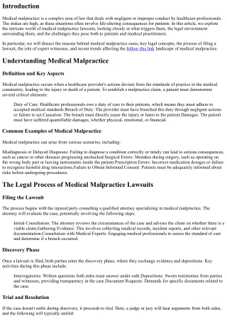 Behind Closed Doors: Examining Medical Malpractice Lawsuits