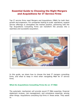 Essential Guide to Choosing the Right Mergers and Acquisitions for IT Service Firms