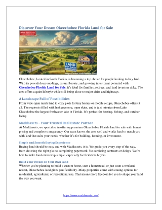 Discover Your Dream Okeechobee Florida Land for Sale