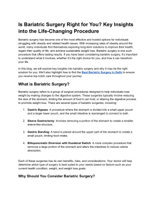 Is Bariatric Surgery Right for You?