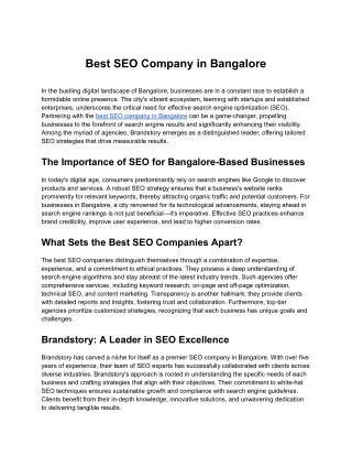 Best Seo Company in Bangalore