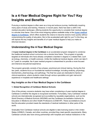 Is a 4-Year Medical Degree Right for You