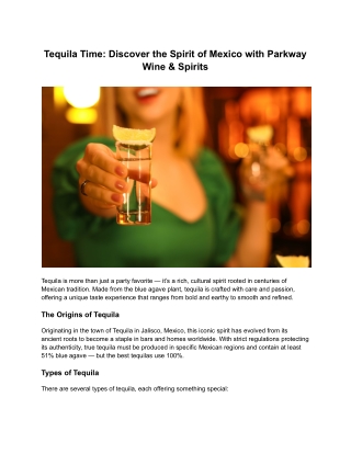 Tequila Time_ Discover the Spirit of Mexico with Parkway Wine & Spirits