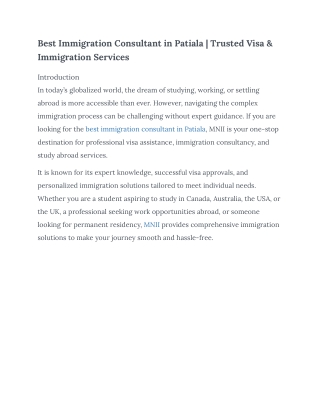 MNII - Best Immigration Consultants in Patiala | Trusted Visa Experts