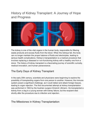 history of kidney transplant a journey of hope