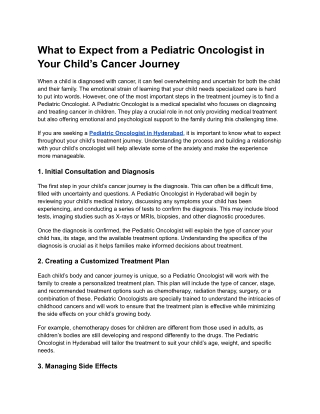 What to Expect from a Pediatric Oncologist in Your Child’s Cancer Journey