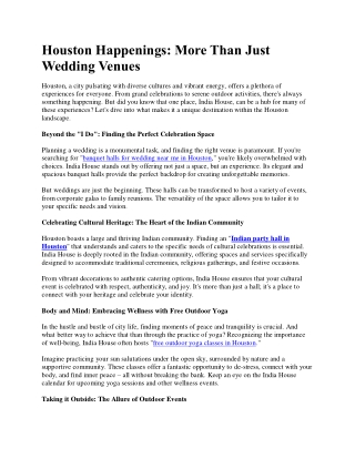 Houston Happenings More Than Just Wedding Venues