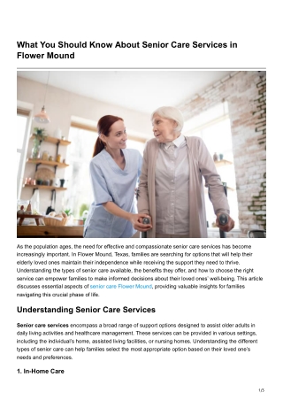 What You Should Know About Senior Care Services in Flower Mound