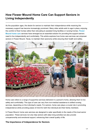 How Flower Mound Home Care Can Support Seniors in Living Independently