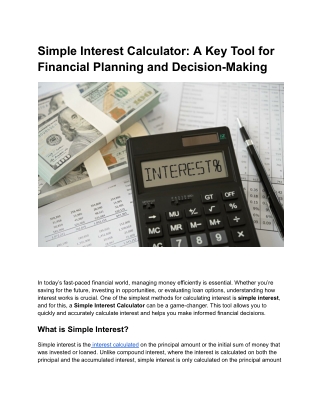 Simple Interest Calculator_ A Key Tool for Financial Planning and Decision-Making