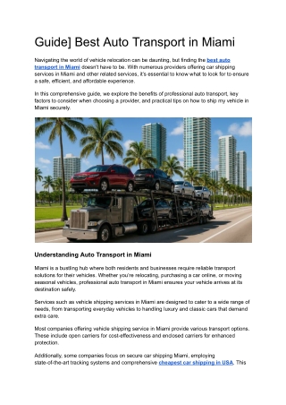guide best auto transport in miami
