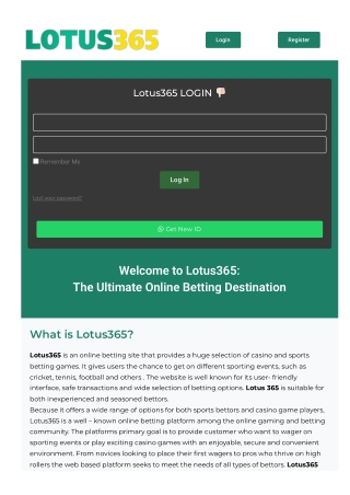 Access Exclusive Betting and Casino Games - Lotus365 ID