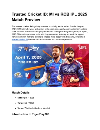 Trusted Cricket ID_ MI vs RCB IPL 2025 Match Preview