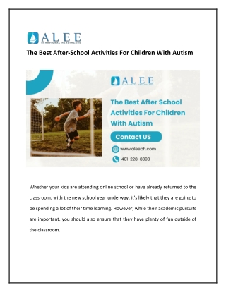 The Best After-School Activities For Children With Autism