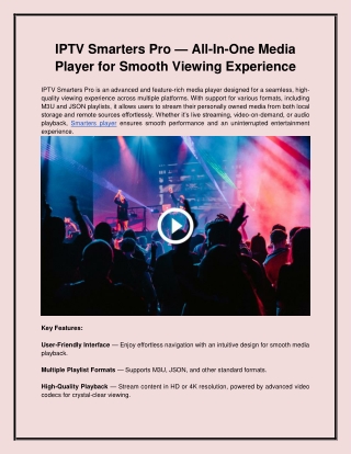 IPTV Smarters Pro — The All-In-One Media Player for Smooth Streaming Experience