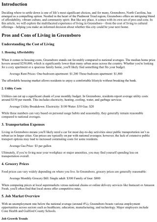 From Cost of Living to Culture: The Pros and Cons of Making Greensboro Your Home