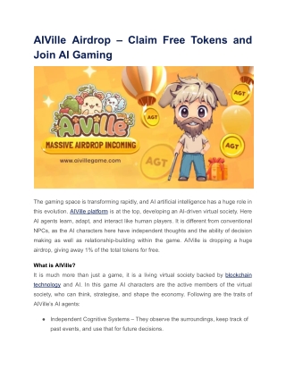 AIVille Airdrop – Claim Free Tokens and Join AI Gaming