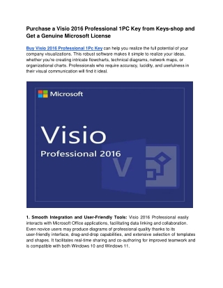 Purchase a Visio 2016 Professional 1PC Key from Keys-shop and Get a Genuine Microsoft License