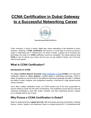 CCNA Certification in Dubai Gateway to a Successful Networking Career