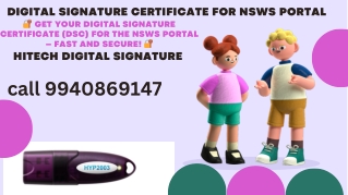 Digital Signature Certificate for NSWS Portal