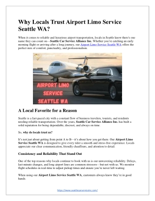 Why Locals Trust Airport Limo Service Seattle WA