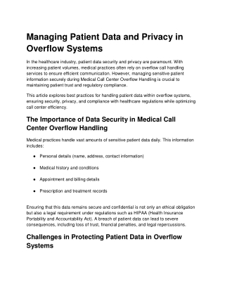 managing patient data and privacy in overflow