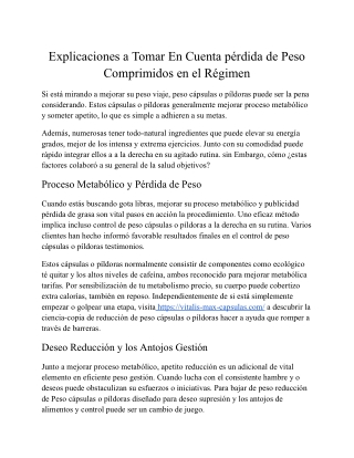 explicaciones a tomar en cuenta p rdida de peso