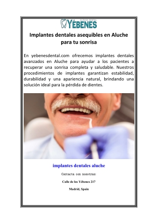 Implantes dentales asequibles en Aluche para tu sonrisa