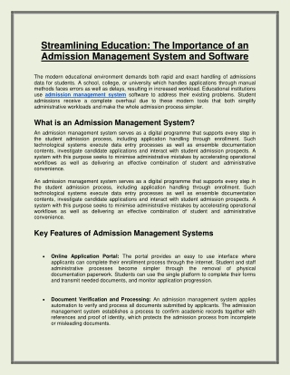 Streamlining Education The Importance of an Admission Management System and Software