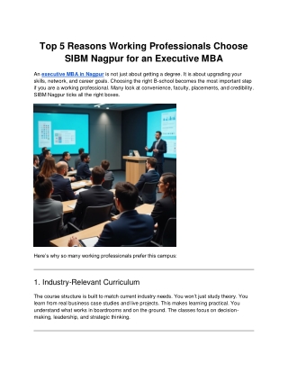 Top 5 Reasons Working Professionals Choose SIBM Nagpur for an Executive MBA