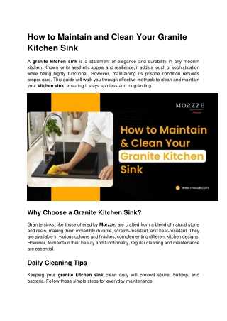 How to Maintain and Clean Your Granite Kitchen Sink