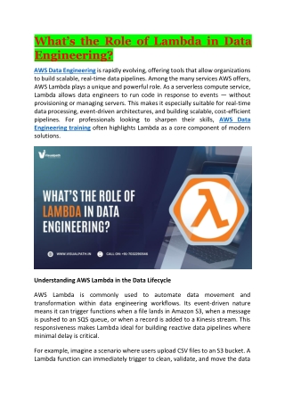 wh at s the role of lambda in data engineering