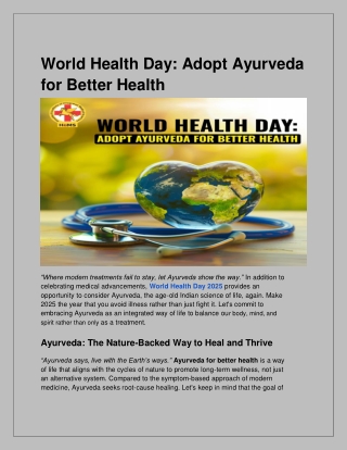 World Health Day 2025_ Adopt Ayurveda for Better Health