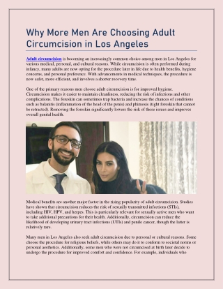 Why More Men Are Choosing Adult Circumcision in Los Angeles