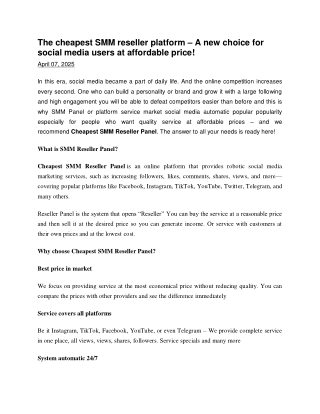 The cheapest SMM reseller platform – A new choice for social media users at affordable price!