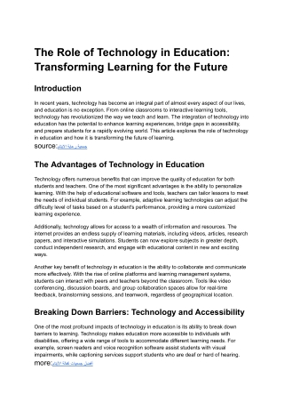 The Role of Technology in Education_ Transforming Learning for the Future