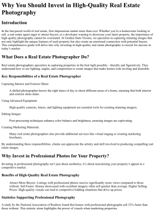 Why You Should Invest in High-Quality Real Estate Photography