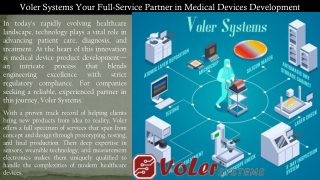 Voler Systems: Your Full-Service Partner in Medical Devices Development
