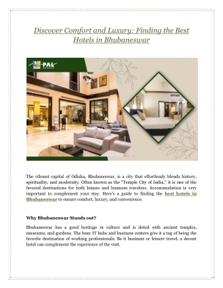 Discover Comfort and Luxury: Finding the Best Hotels in Bhubaneswar