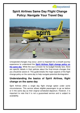 Spirit Airlines Same Day Flight Change Policy Navigate Your Travel Day