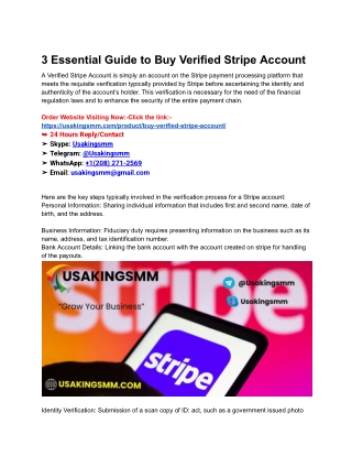 3 Essential Guide to Buy Verified Stripe Account