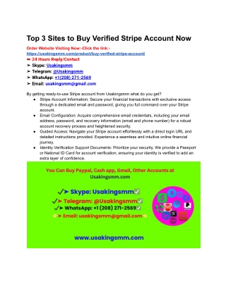 Top 3 Sites to Buy Verified Stripe Account Now