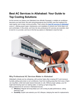 Best AC Services in Allahabad_ Your Guide to Top Cooling Solutions