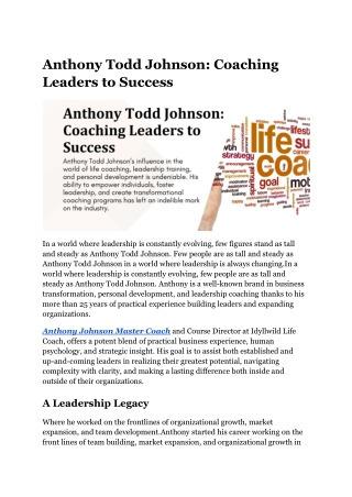 Anthony Todd Johnson_ Coaching Leaders to Success