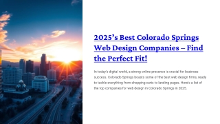 2025’s Best Colorado Springs Web Design Companies – Find the Perfect Fit!