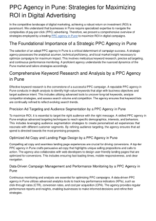 PPC Agency in Pune Strategies for Maximizing ROI in Digital Advertising
