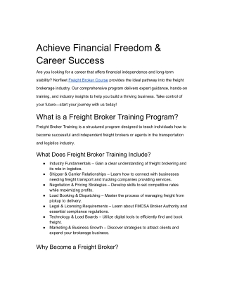 Achieve Financial Freedom & Career Success