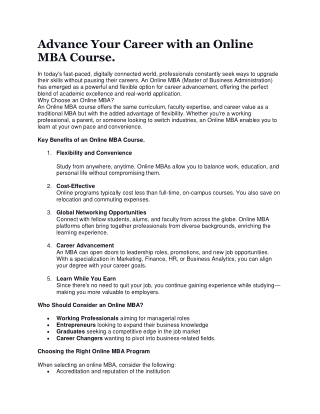 Advance Your Career with an Online MBA Course.