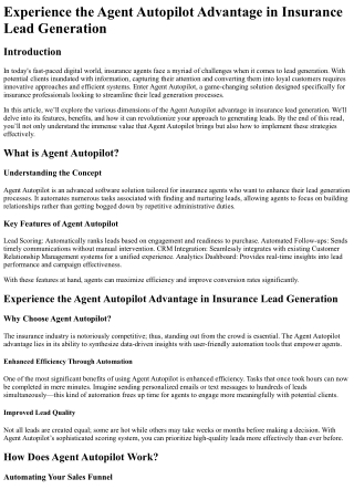 experience the agent autopilot advantage